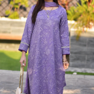Lavender Bloom 3 Piece Luxury Embroidered Lawn Suit