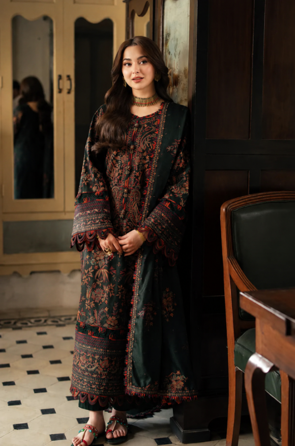 Emerald Dusk 3 Piece Richly Embroidered Luxury Lawn Suit