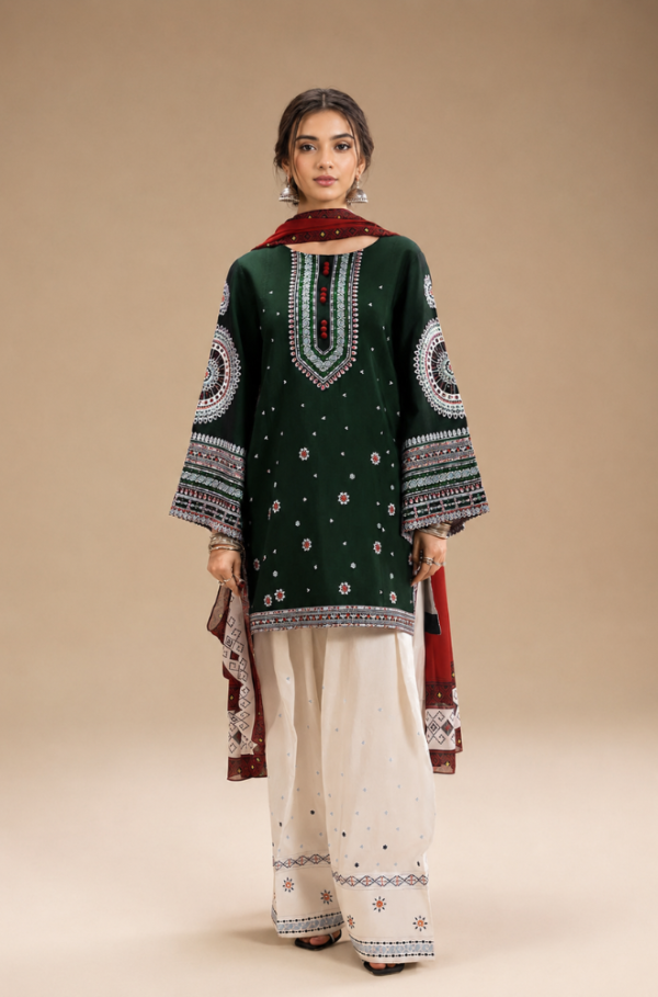Forest Mandala 3 Piece Heavy Embroidered Airjet Lawn Suit