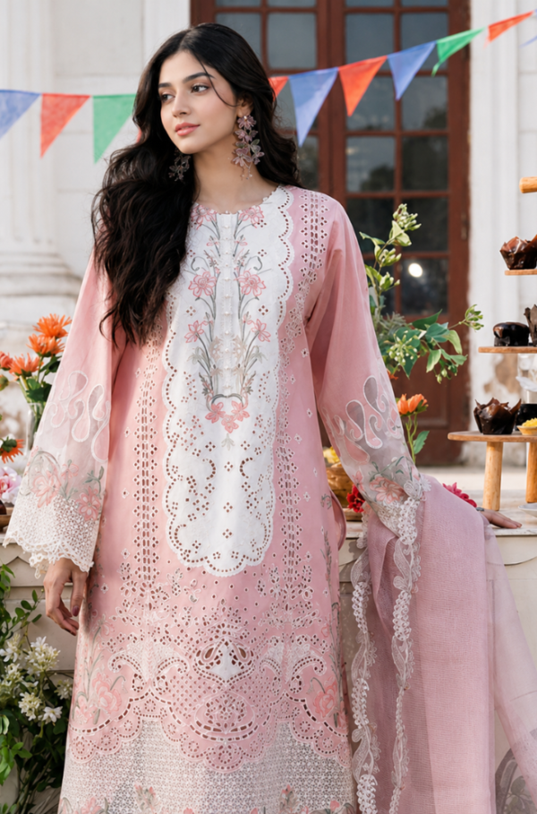 Blush Peony 3 Piece Luxury Embroidered Lawn Unstitched Suit