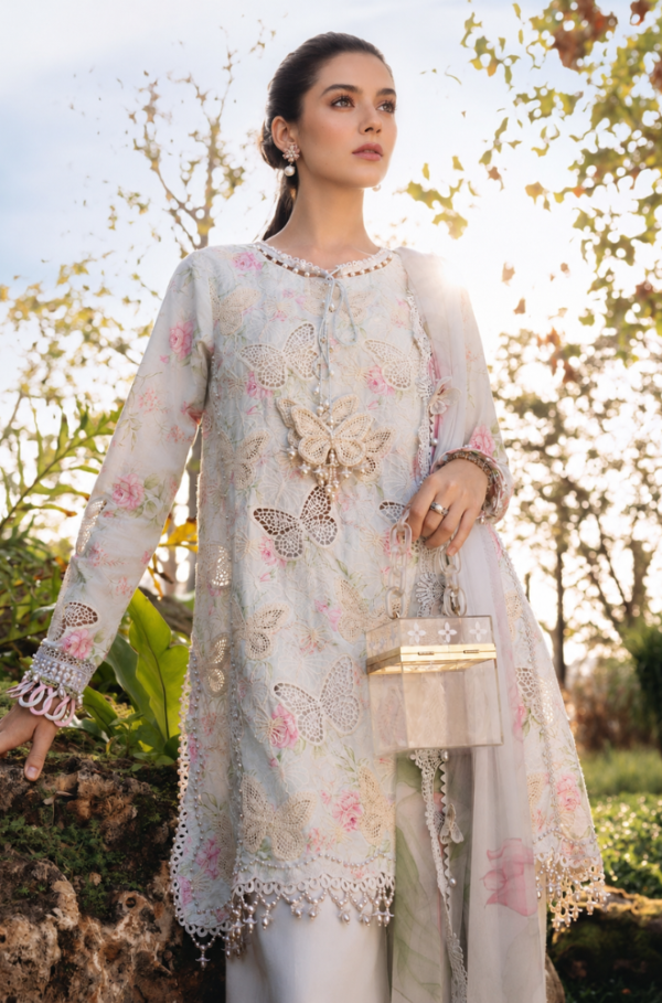 Ethereal Butterfly Luxury Chicken Kari Emb 3Pc Unstitched Suit
