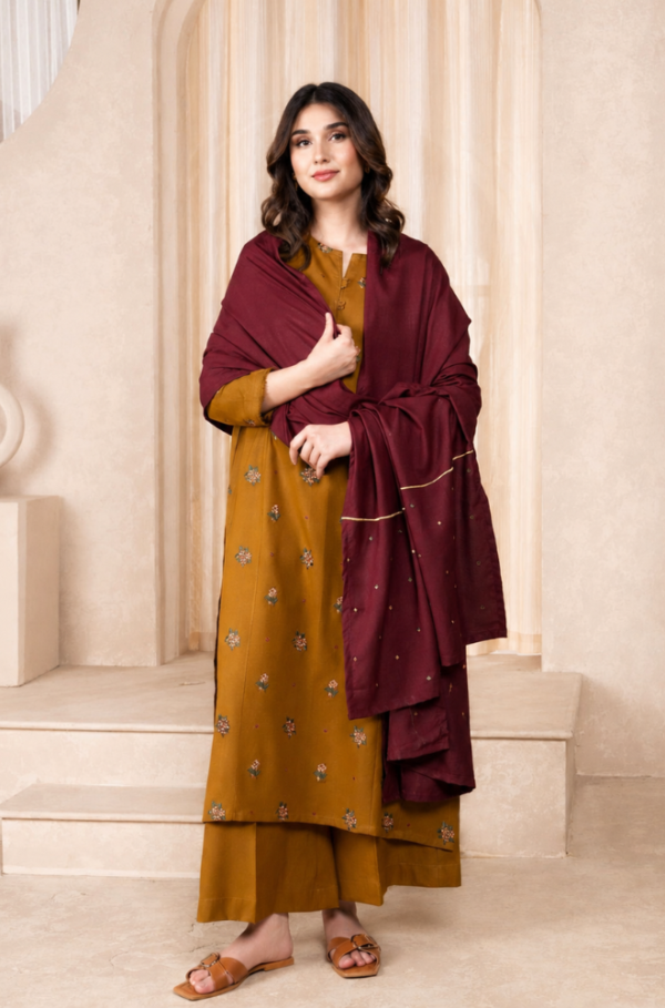 Deep Petrol 3 Piece Heavy Embroidered Airjet Lawn Suit
