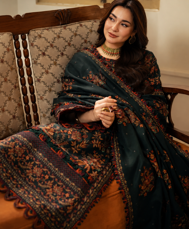 Emerald Dusk 3 Piece Richly Embroidered Luxury Lawn Suit