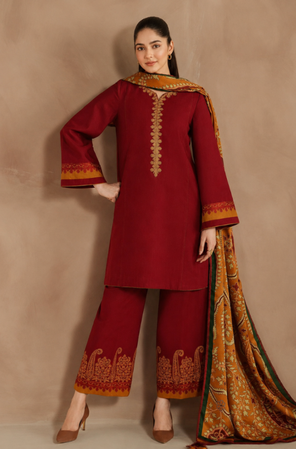 Sienna 3 Pc Heavy Embroidered Airjet Lawn Unstitched Suit