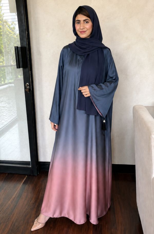 Ayla Ombre Abaya – Two Tone Moonlight Silk