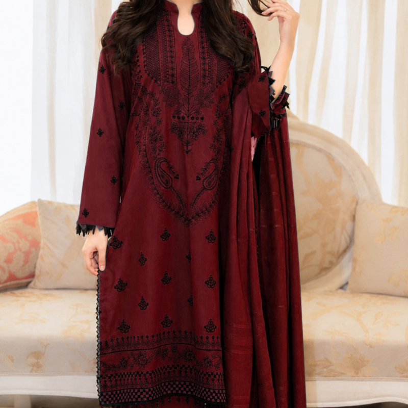Ruby Noir Embroidered Pure Lawn 3PC Unstitched Suit