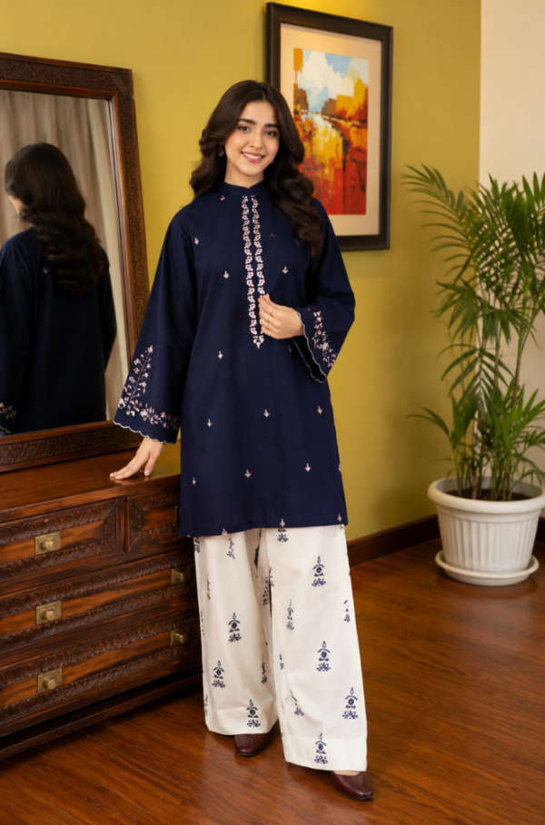 Midnight Blue Embroidered Summer Lawn 2 Piece Unstitched Suit