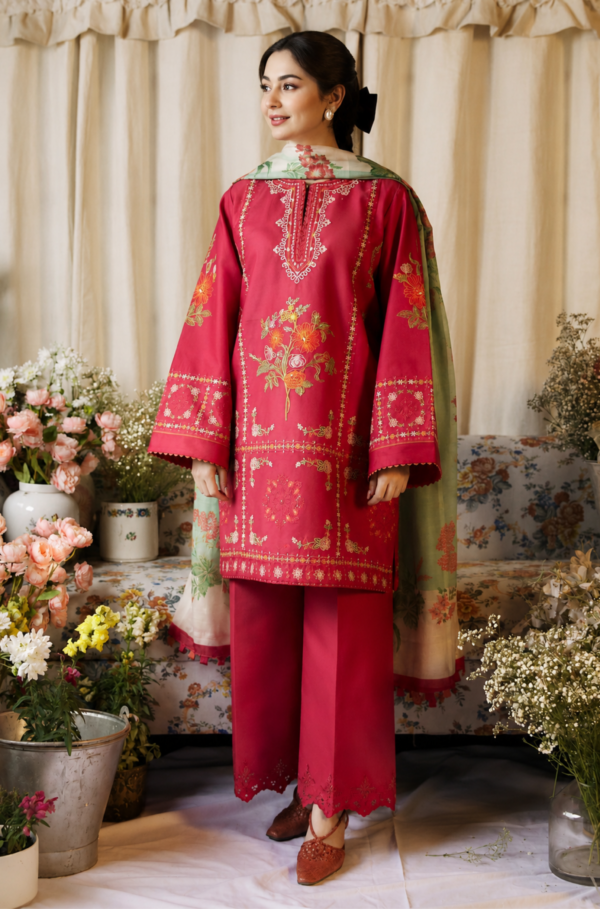 Crimson Bloom Pure Lawn Embroidered 3PC Unstitched Suit