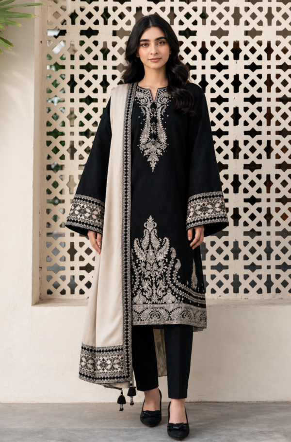 Noir Elegance Embroidered Pure Lawn 3PC Unstitched Suit