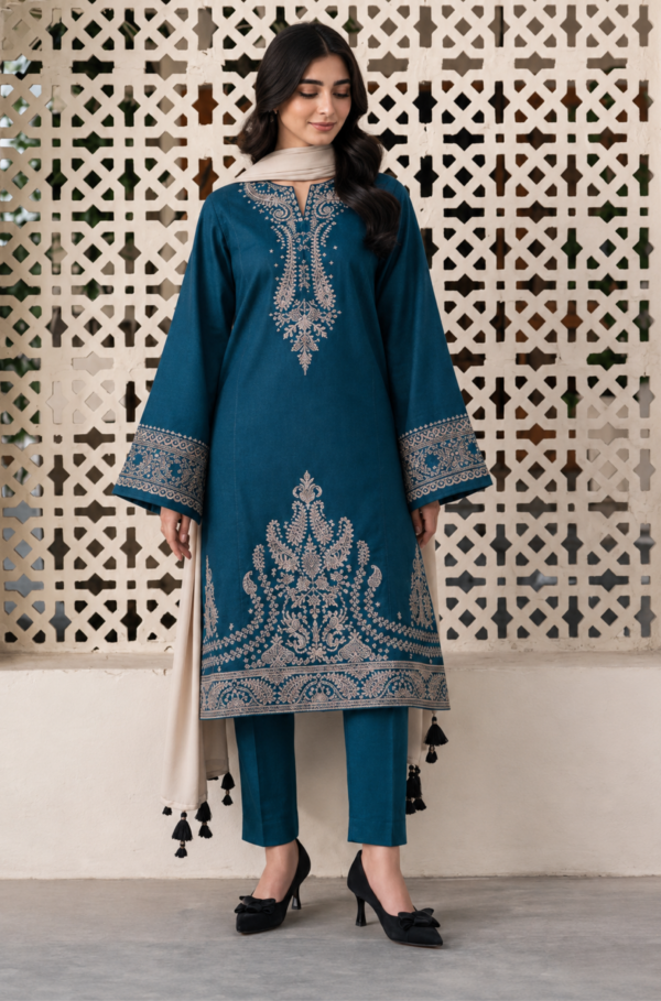 Teal Elegance Embroidered Pure Lawn 3PC Unstitched Suit