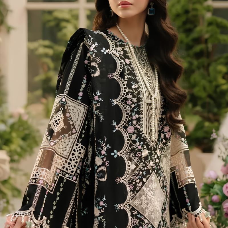 Celestial Noir Luxury Lawn 3Pc Unstitched Suit