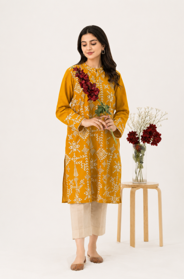 Mahnoor Mustard Embroidered Lawn Unstitched 2 Piece Suit
