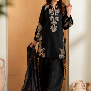 Black Blossom Embroidered Pure Lawn 3PC Unstitched Suit