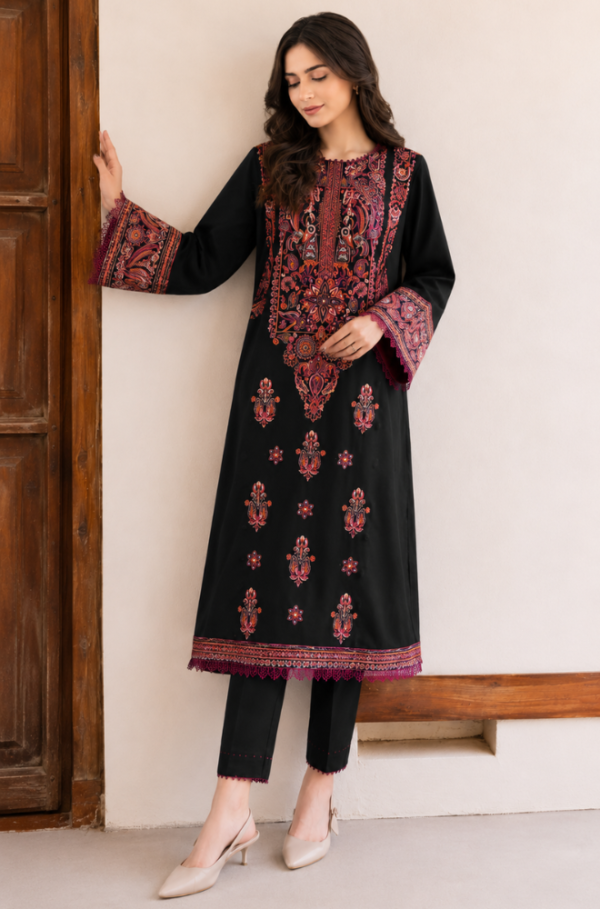 Midnight Noir Embroidered Summer Lawn 2 Piece Unstitched Suit