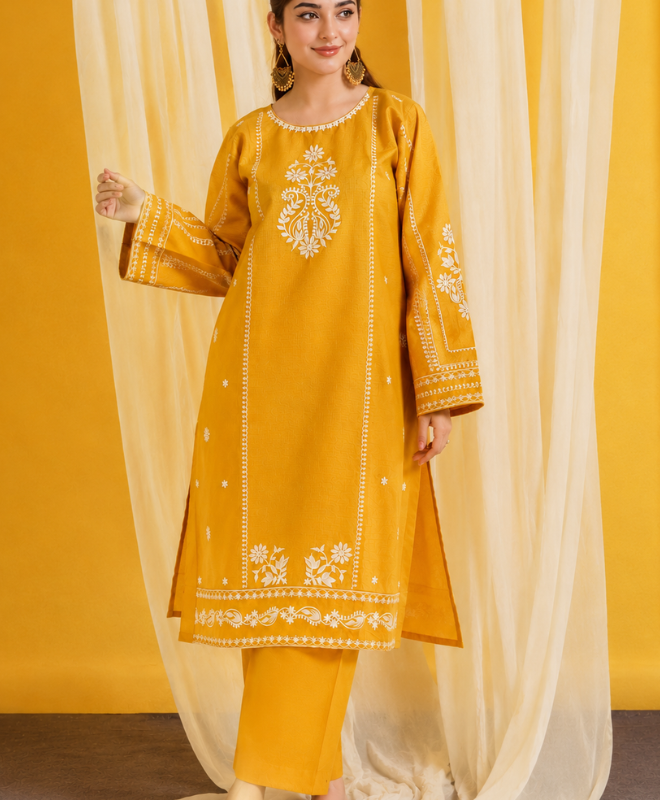 Mustard Bloom Embroidered Summer Lawn 2 Pc Unstitched Suit