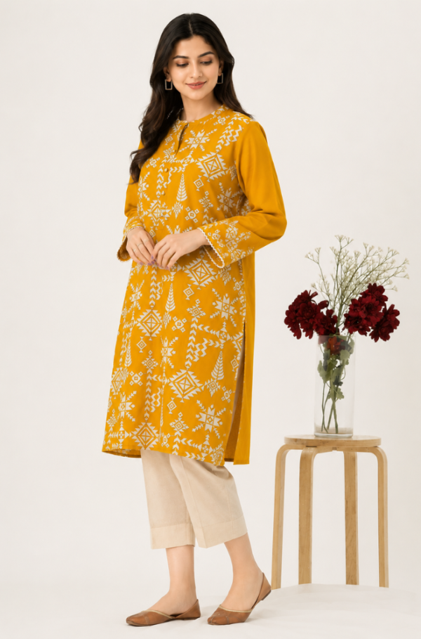 Mahnoor Mustard Embroidered Lawn Unstitched 2 Piece Suit
