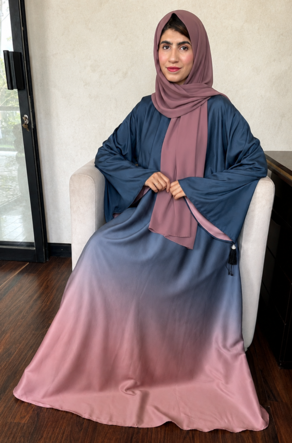 Ayla Ombre Abaya – Two Tone Moonlight Silk