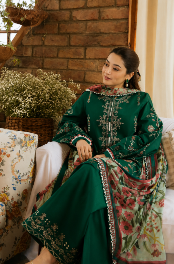 Emerald Bloom 3PC Pure Lawn Unstitched Suit