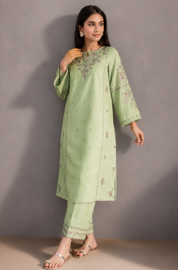 Mint Green Embroidered Summer Lawn 2 Piece Unstitched Suit
