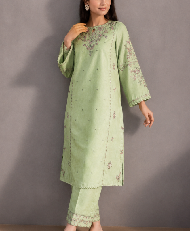 Mint Green Embroidered Summer Lawn 2 Piece Unstitched Suit