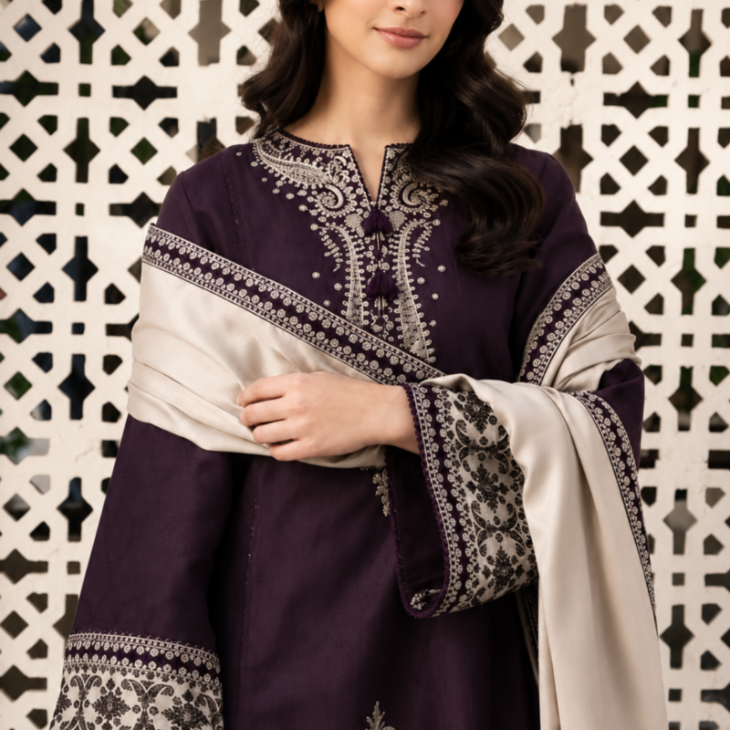 Plum Grace Embroidered Pure Lawn 3PC Unstitched Suit