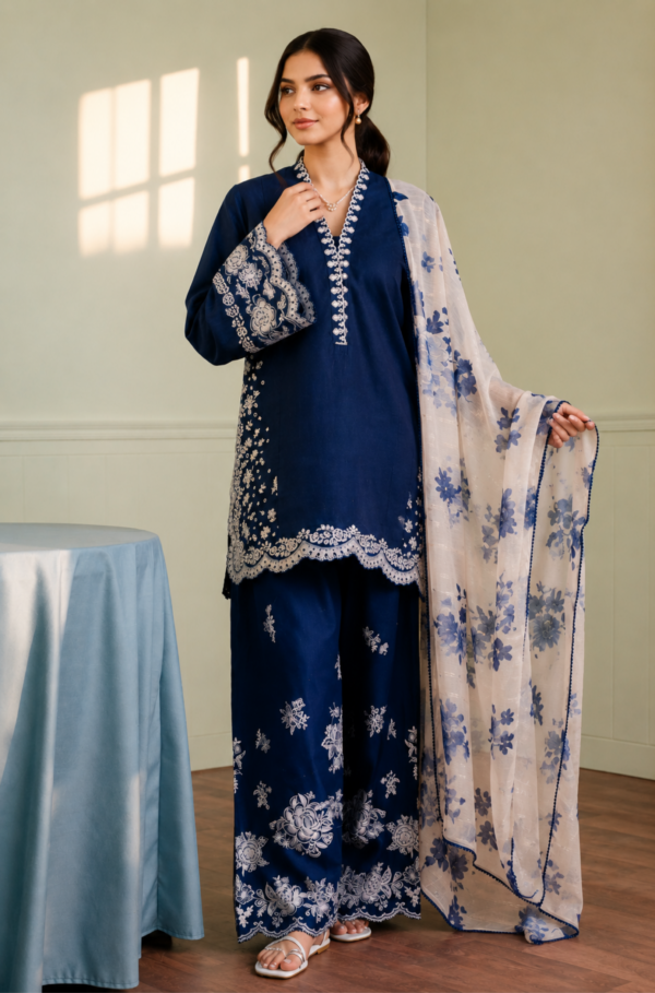 Midnight Flora 3PC Pure Lawn Unstitched Suit
