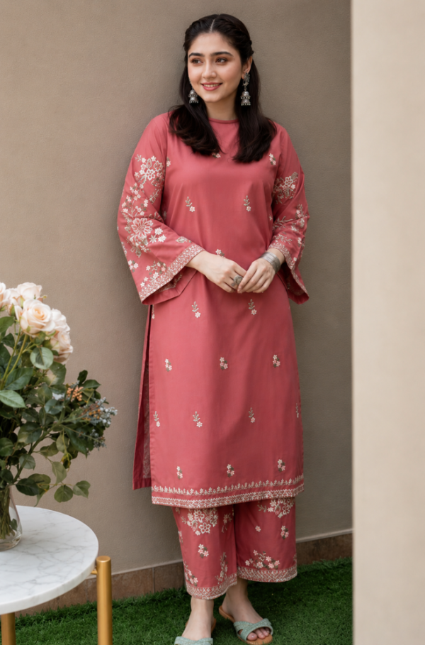 Rose Blush Embroidered Summer Lawn 2 Piece Unstitched Suit