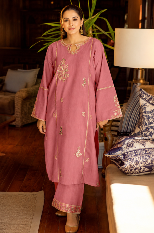 Dusty Rose Embroidered Summer Lawn 2 Piece Unstitched Suit