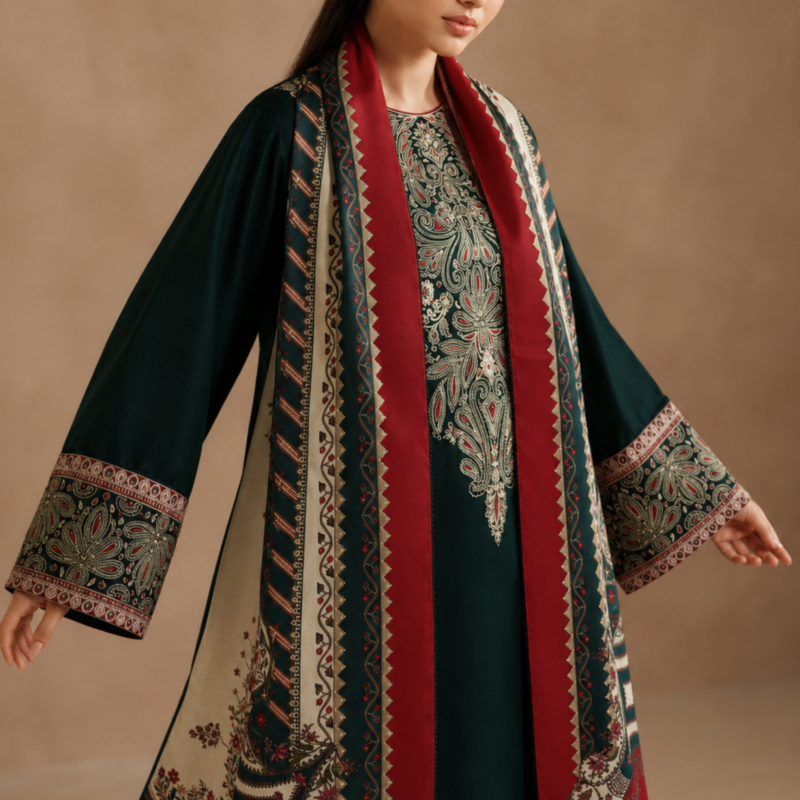 Emerald Noir Embroidered Pure Lawn 3PC Unstitched Suit