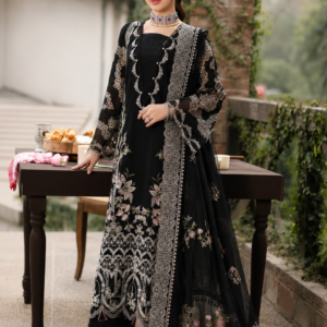 Celestial Black Heavy Embroidered Lawn 3PC Unstitched Suit