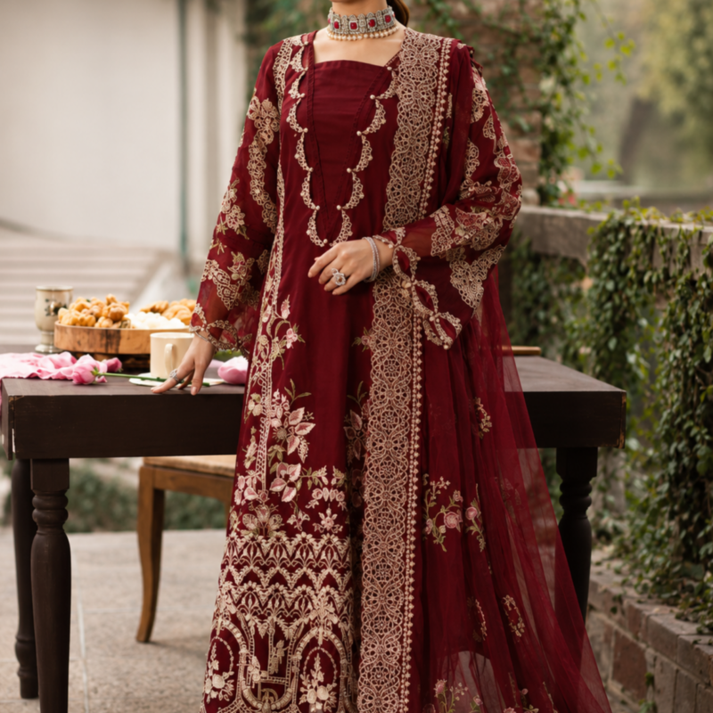 Crimson Noor Heavy Embroidered Lawn 3PC Unstitched Suit