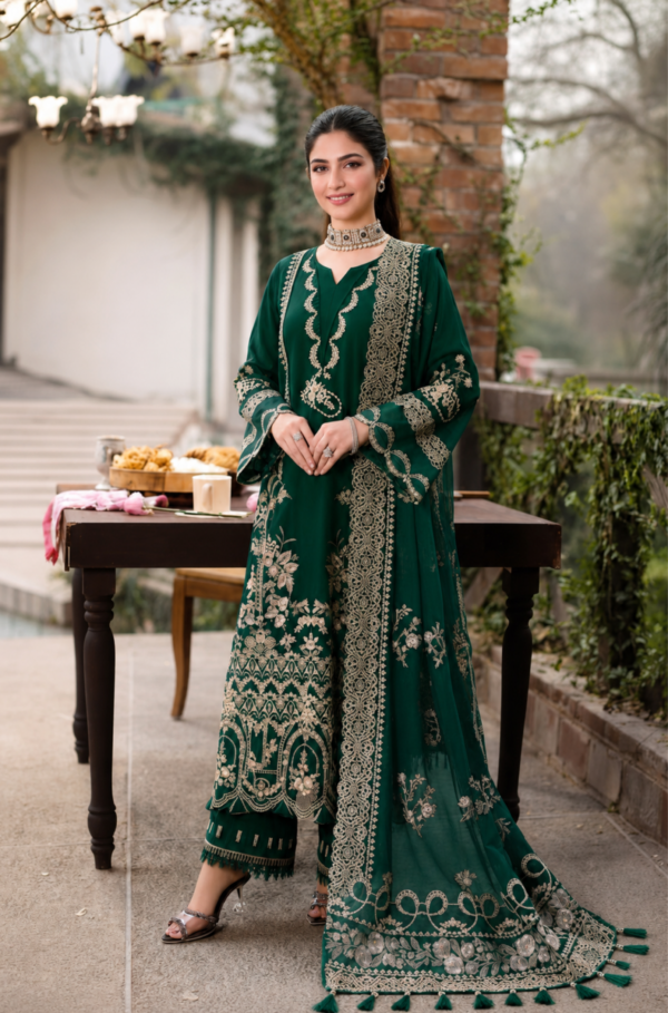 Emerald Grace Heavy Embroidered 3PC Unstitched Lawn Suit