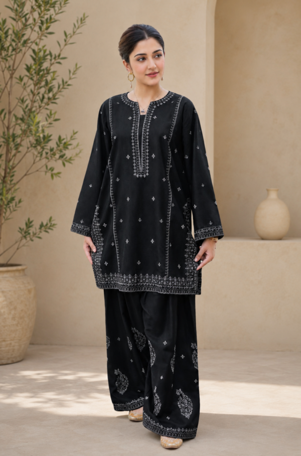 Black Embroidered Summer Lawn 2 Piece Unstitched Suit