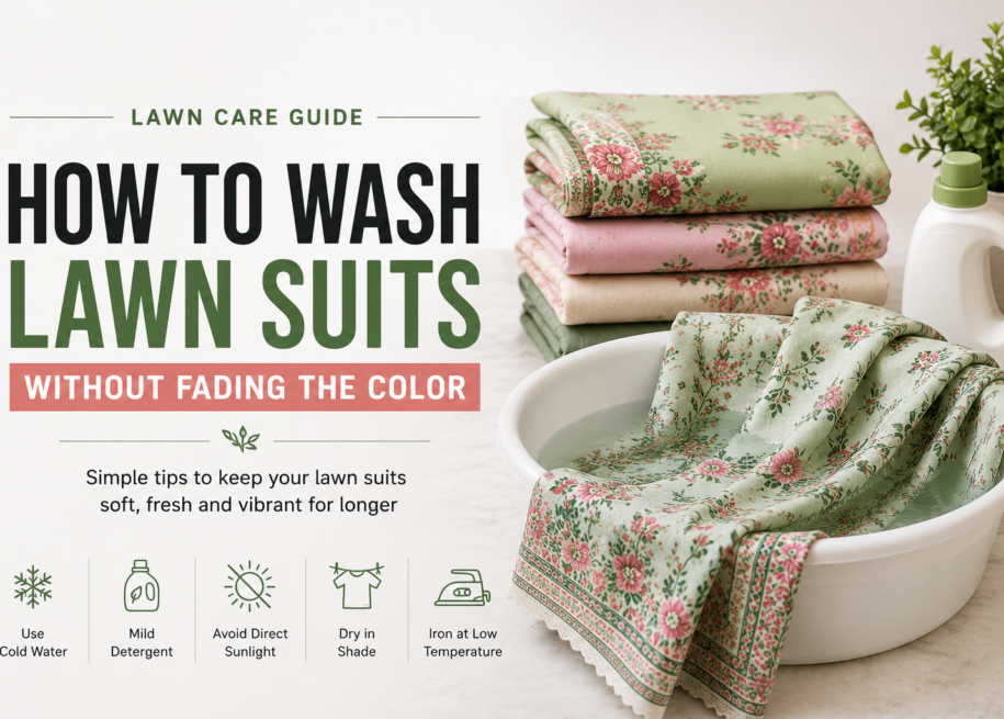 How to wash lawn suits without fading the color using cold water, mild detergent, and proper fabric care to keep lawn suits vibrant and long-lasting.